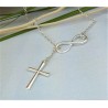 collier Mode Infini + Croix Pendentif Argent Plaqué Pour Femmes