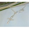 collier Mode Infinity + Croix Pendentif Argent Plaqué Pour Femmes